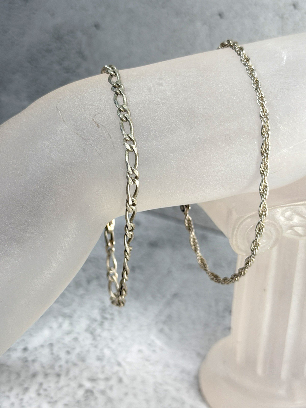 Vintage Sterling SIlver Lot of 2 Chain Bracelets 7" long